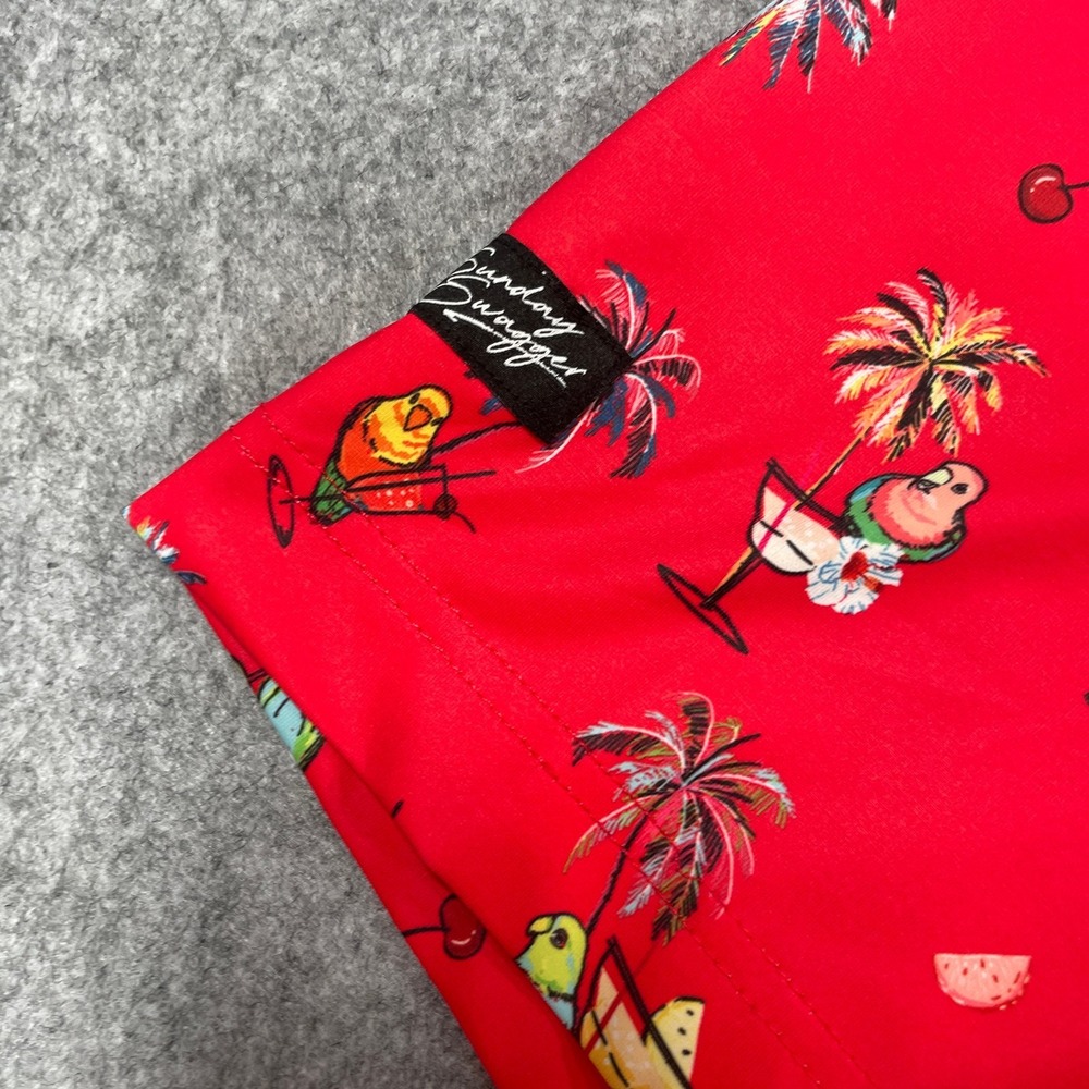 Sunday Swagger Mens Polo Shirt 4XL Red Tropical Print Stretch Short Sleeve Golf - Picture 6 of 14